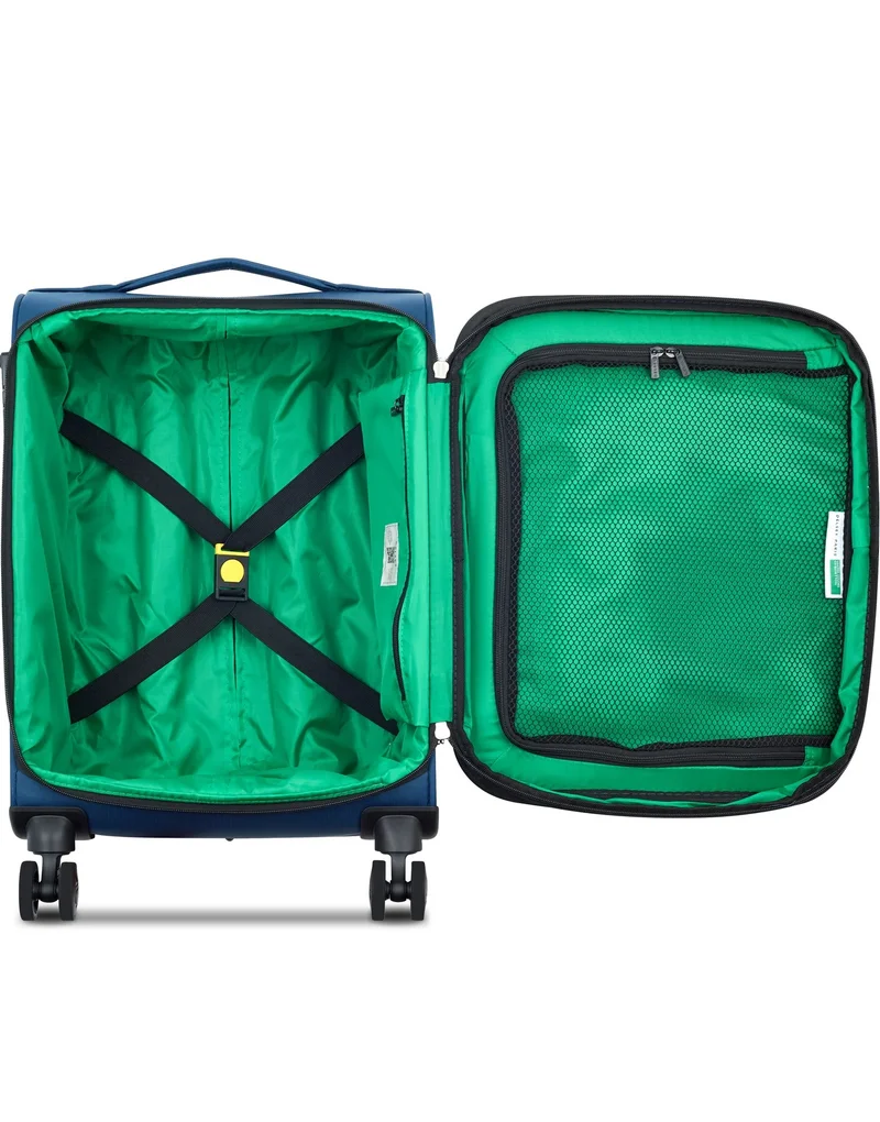 United Colors Of Benetton  Color Block 55 Cm 4 Double Wheeled Softside Expandable Cabin Luggage Trolley Case - Navy  | Best Price UAE